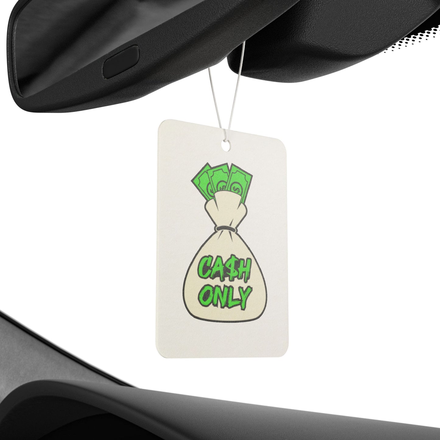 Cash Only Car Air Freshener - Fun Money Bag Design